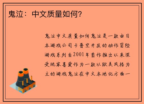 鬼泣:中文质量如何?